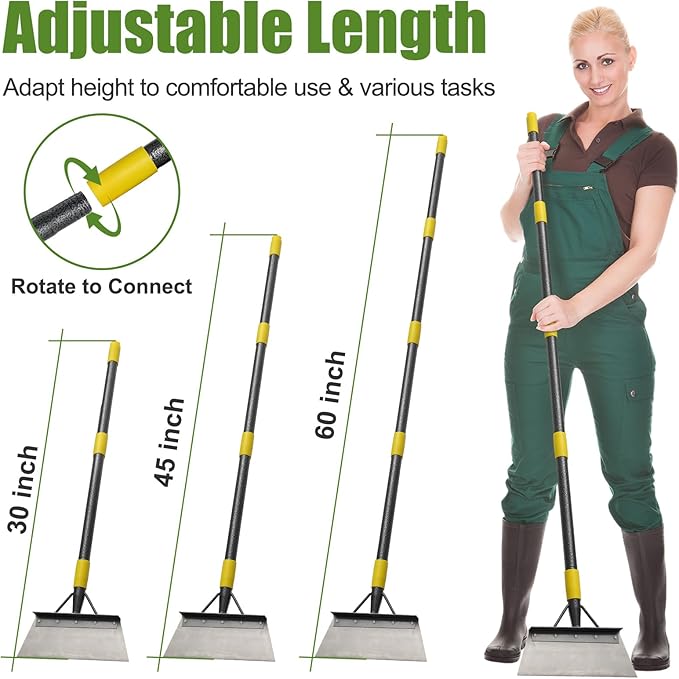 Floor Scraper Long Handle Heavy Duty, 74" Metal Ice Scraper for Driveway, Multifunctional Weed Scraper for Weed Cleaning Edging Trenching & Removing Snow Ice Dirty Moss