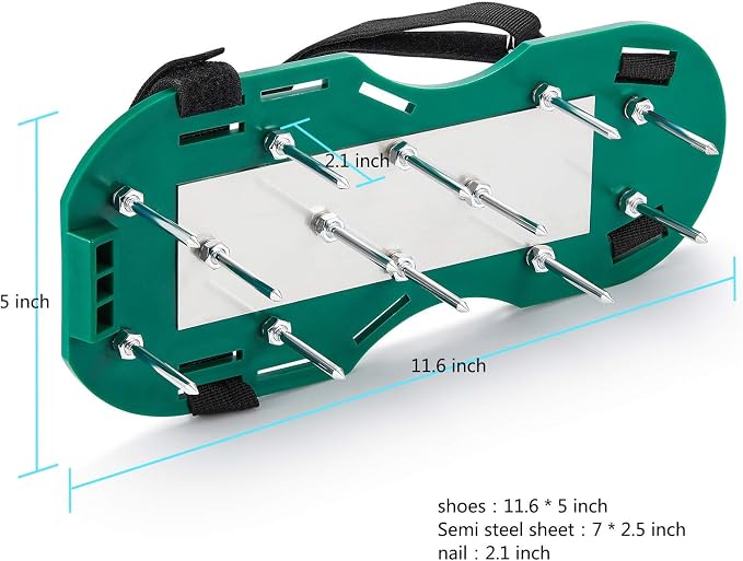 Lawn Aerator Shoes, Uniquely Designed Aerator Shoes with Stainless Steel Plate, Free Installation Heavy Duty Spiked Aerating Sandals,Easy Use for a Healthier Yard and Garden Lawn
