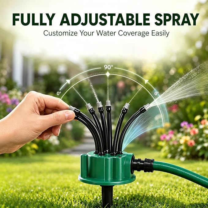 360 Degree Garden Automatic Multi Sprinkler Garden Lawn Sprinklers, with Flexible Spray Nozzles Rotating,Suitable for lawns, courtyards, Flower beds, and Agricultural Irrigation,Large Coverage Area