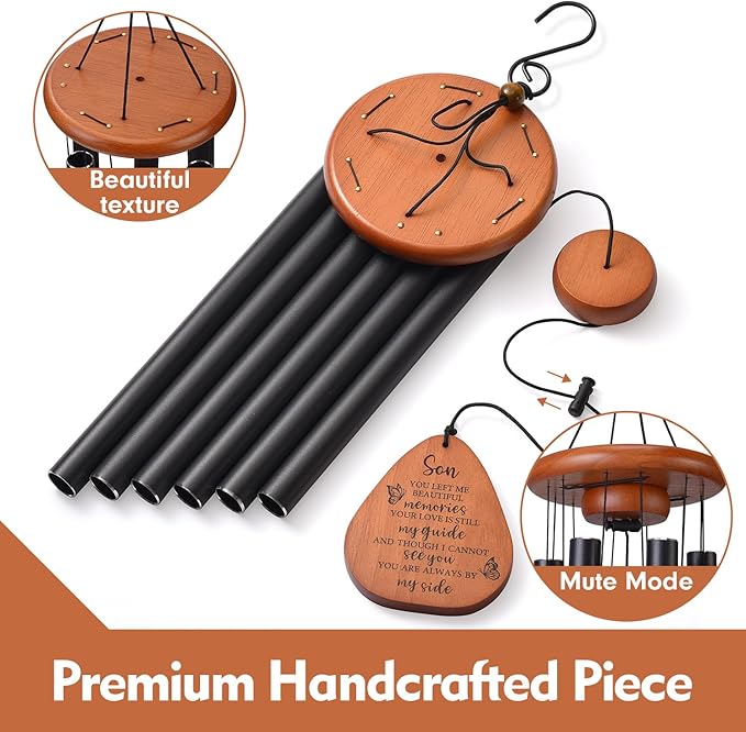 AMBOBE Memorial Sympathy Gifts for Loss of Son, 32" Memorial Wind Chimes for Loss of Son Sympathy Gifts, Remembrance/Bereavement Gifts for Loss of Son, Windchimes in Memory of Son