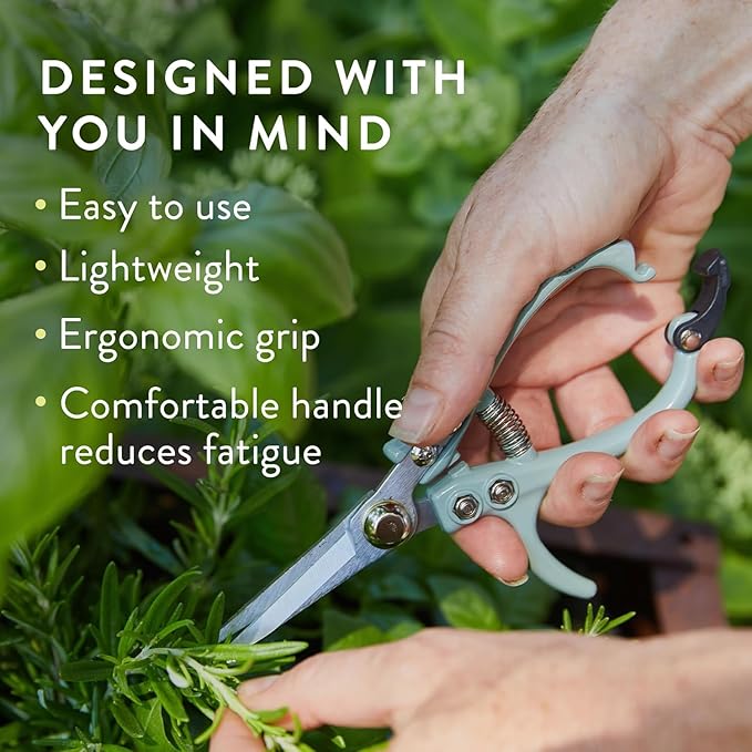 Modern Sprout Pruning Shears - Herb Snipping Scissors- Lightweight Gardening Tools W/Easy Lock - Flower Cutter Garden Shears - Carbon Steel Blade + Plastic-Free Reusable Holster (Multicolor 12 Pcs)