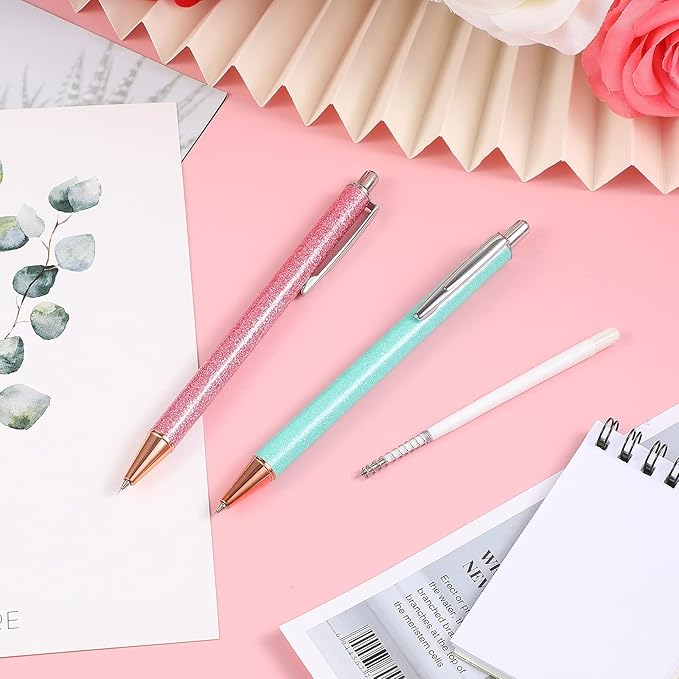 Epakh 2 Pieces Weeding Pen Vinyl Pen Pin Weeding Tool Fine Point Glitter Metal Vinyl Air Release or Car Puncturing Installation Retractable Craft Tool for DIY(Green, Pink)