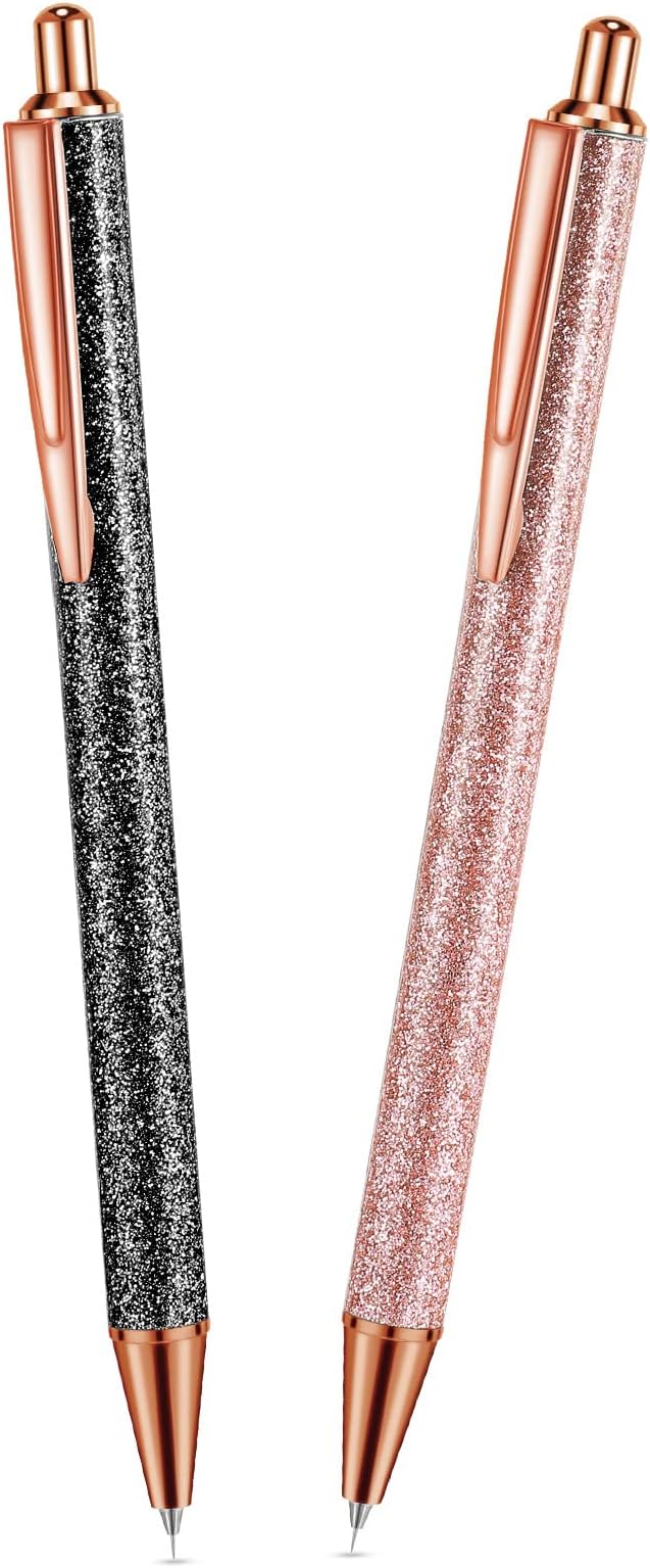 Epakh 2 Pieces Weeding Pen Vinyl Pen Pin Weeding Tool Fine Point Glitter Metal Vinyl Air Release or Car Puncturing Installation Retractable Craft Tool for DIY(Black, Gold)