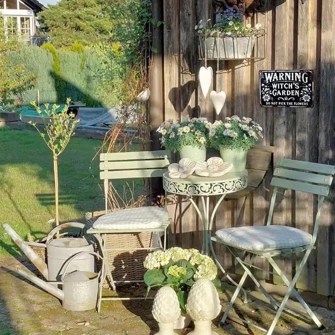 ERLOOD Warning Witch's Garden Do Not Pick The Flowers Metal Tin Sign Vintage Wall Decoration Home Garden Kitchen Art Sign 8 x 12