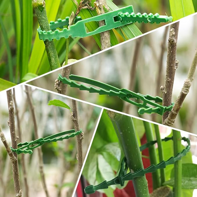 200 Pcs Adjustable Plant Ties, 6.7" Serrated Flexible Green Garden Plastic Ties for Climbing Plants, Vines, Flowers, Tomatoes, Trees, Stems, Outdoor Indoor Potted Plant Growth Support.