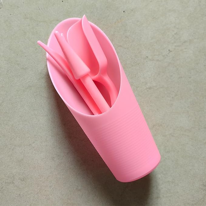 Soil Scoop for Indoor Plants - Plastic Mini Garden Plant Care Shovel Hand Tools Transplanting Succulent Cultivation Digging Scoops Kits, Pink