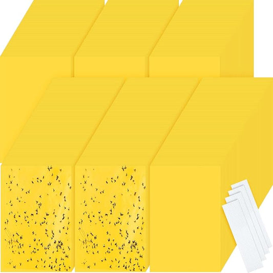 Qualirey 900 Pcs 6x8 Inch Yellow Sticky Traps for Gnats, Dual-Sided Sticky Gnat Traps for Indoor Outdoor, Fly Catcher for Fungus Gnats, Fruit Flies, Whiteflies– Bulk Pack with Twist Ties