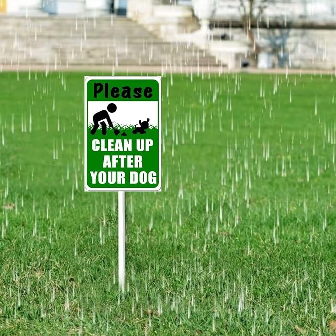 Clean Up After Your Pet Yard Sign with DOG Graphic,Aluminum Lawn Signs Rust Free Garden Signs (8x12in)