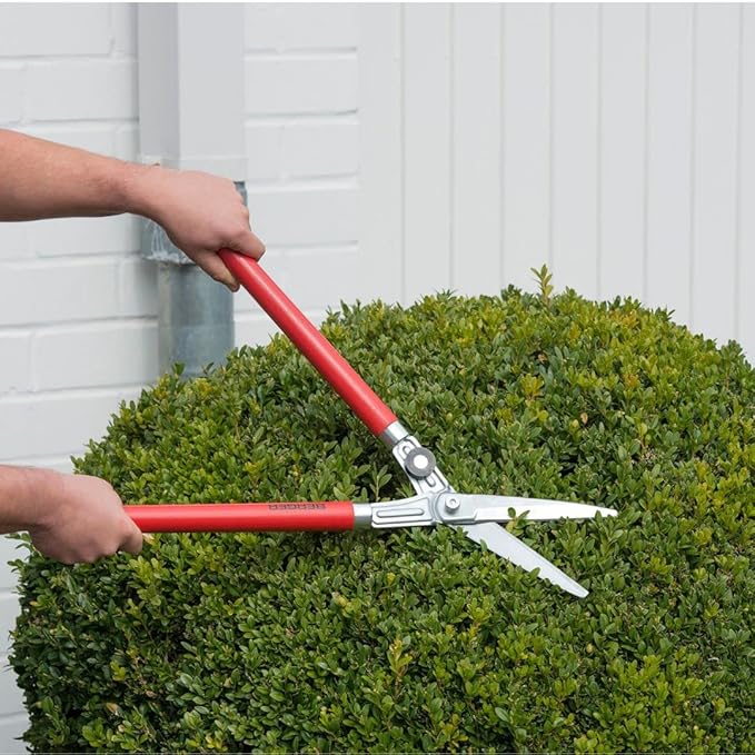 BERGER Hedge Shears – Professional 23.6" Garden Clippers with Chromium-Plated Blades, Sap Groove for Clean Cuts, Adjustable Blade Tension, Beechwood Handles – 2520