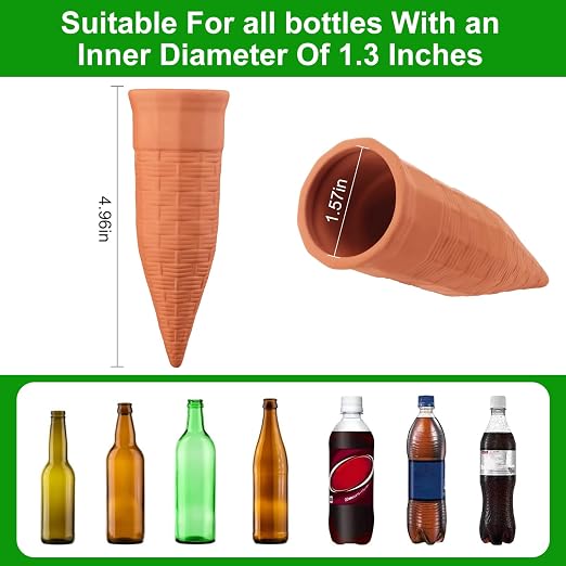 Terracotta Watering Spikes 6 Pack Plant Watering Devices Wine Bottle Automatic Plant Waterer for Vacations, Self Watering Stakes for Indoor Outdoor Plants