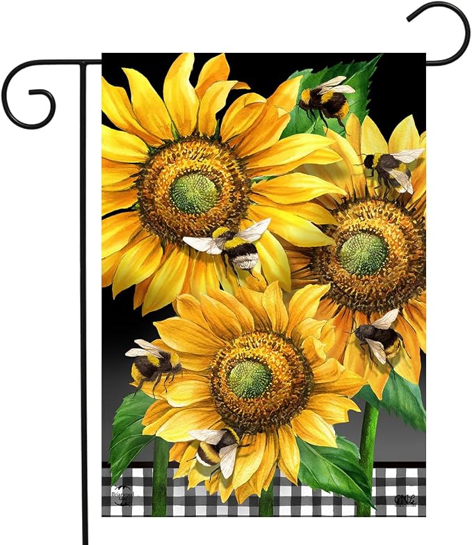 Buzzing Sunflowers Spring Garden Flag 18" x 12.5" Briarwood Lane
