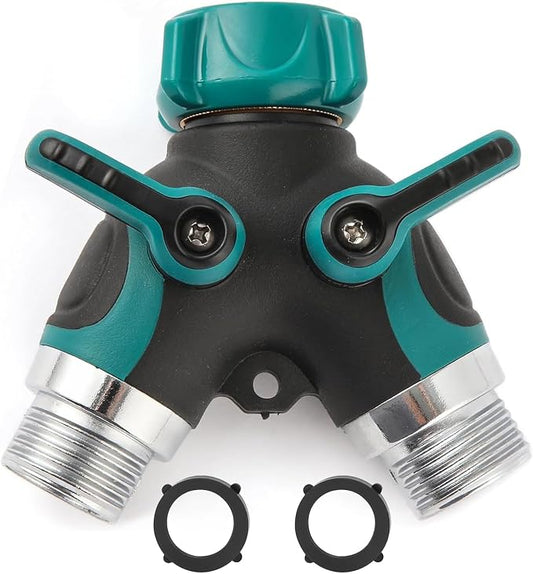Hose Splitter 2 Way Heavy Duty Y Valve, Spigot Splitter for Garden Hose, Water Hose Y Splitter with 2 Extra Rubber Washers