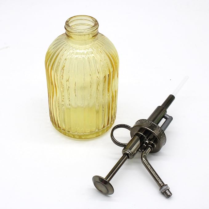 Glass Plant Mister Spray Bottle, 320ML Vintage Plant Spritzer with Top Pump Watering Can for Indoor Outdoor House Plants, Flowers (Yellow)