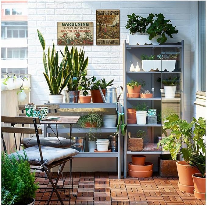 Vintage Garden Sign – 'Gardening Is Cheaper Than Therapy' | 12x8″ Funny Metal Garden Signs Decor for Outside, Gardening Gifts for Women & Mom, Plant Lover Gifts, 2685