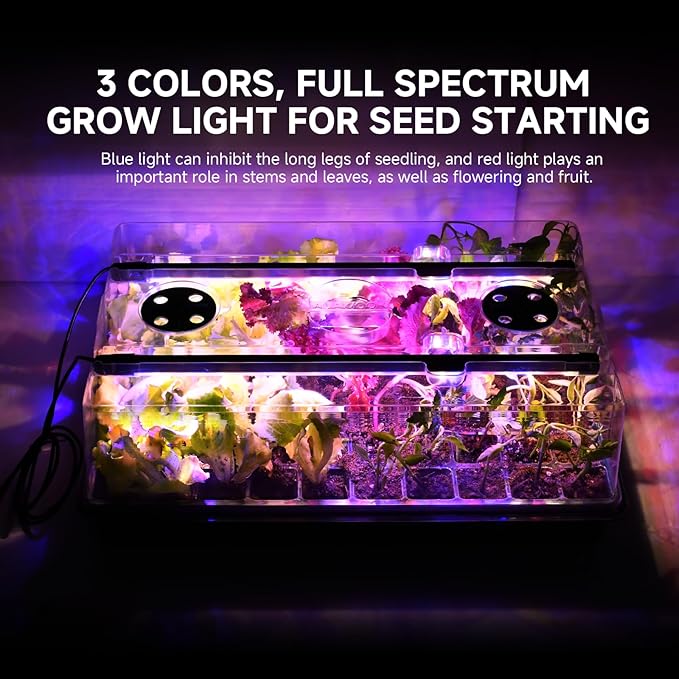 Adawook Seed Starter Trays with Grow Lights, Color Change Grow Lights for Seed Starting Kit, 3 Timming Set, Indoor Plant Growing Kit for Gardeners, Germination Trays Kits, Gardening Gifts (240 Cells)