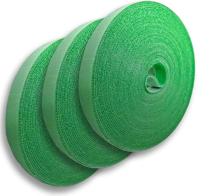 Garden Tie Green Strap Plant Supports Gentle on Plants Pre-Cut Design Tearable Reusable Sturdy Multi-Purpose for Home Garden Balcony Office (32.8ft × 0.6 inch, Green, 3 Packs)