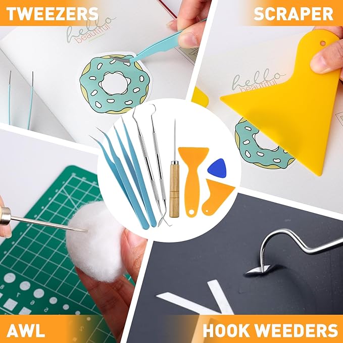 CLOYAN 33pcs Weeding Tools for Vinyl Set, Precision Craft Vinyl Weeding Tools Kit for Scrapbooking, Weeding Vinyl, DIY Art Work Cutting, Lettering, Splicing.