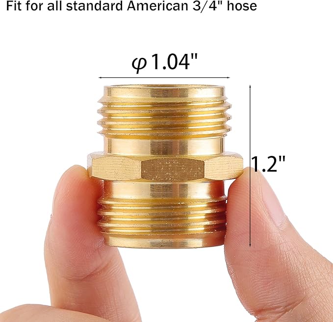 Garden Hose Connector, Male to Male Hose Adapter, 2 Pack 3/4 Inch Brass Water Hose Connector for Female Hose to Female Hose,(3/4" GHT Double Male)