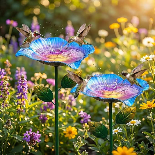 AIIONP Handmade Metal Flower Garden Stake, 2026 New Outdoor Garden Decor, Weather-Resistant Decorative Yard Art for Backyard, Artistic Metal Flower Stake for Garden Enthusiasts (2, Blue)