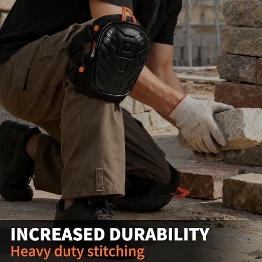 GRENPRO Professional Knee Pads for Work,Heavy Duty Thick Foam Knee Pads Tools, Knee Pad with Soft Gel Cushion for Construction, Work, Flooring, Gardening, Cleaning, Tiling,Upgraded Black