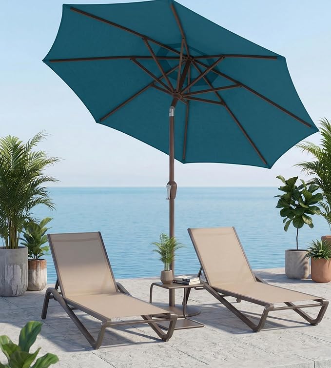 10FT Patio Umbrella, Outdoor Umbrella with Push Button Tilt and Crank, 8 Sturdy Ribs, UV Protection & Waterproof Market Umbrella for Pool, Backyard, Beach,Deck