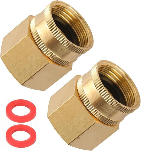 2 Pack Garden Hose Adapter,3/4" NPT X 3/4" GHT Connector with Dual Swivel, Brass Garden Hose Convert Adapter Fitting, Garden Hose Thread 3/4" Female to 3/4" Female Pipe Thread, with Extra 2 Washers