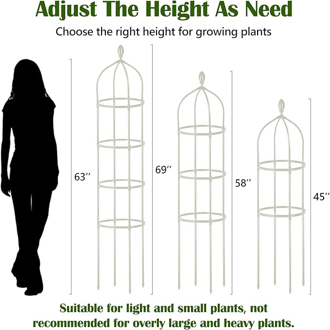 Garden Obelisk Trellis for Climbing Plants Outdoor 6 Ft Rose Bush Round Trellis for Pots Rustproof Metal Pipe with Plastic Coated Plant Flower Trellises for Clematis Vine Jasmine Support