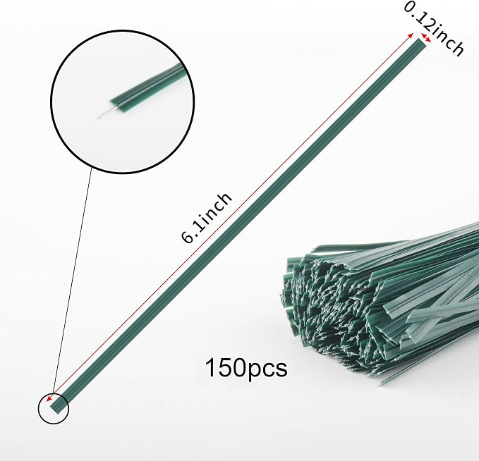Twist Ties, 150 PCS, 6.1 Inches, Bread Ties, Green, Reusable, for Bags, for Gardening, Home, Office