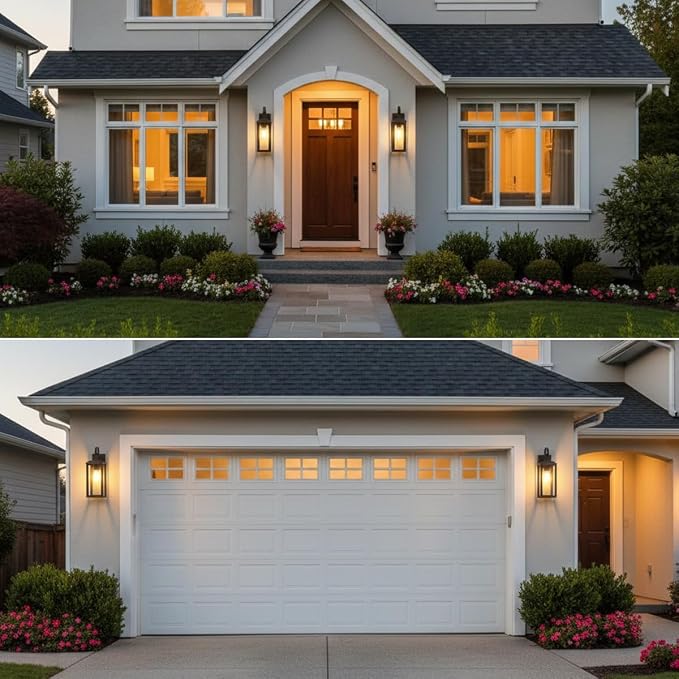 Large Outdoor Wall Light Fixtures 2-Pack, Anti-Rust Porch Lights with Clear Glass, 17" Modern Farmhouse Black Exterior Lighting Fixtures, Waterproof Outside Sconce Coach Lights for Garage House