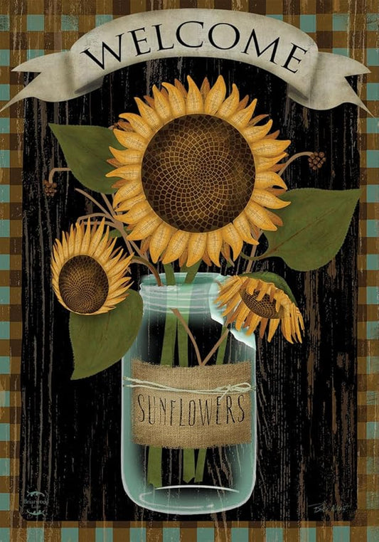 Sunflower Jar Spring Garden Flag 18" x 12.5" Briarwood Lane