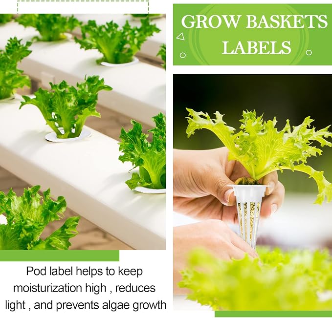 Cunhill 100 Pcs Hydroponic Growing Kit Include 50 Pcs Plant Replacement Basket Containers and 50 Pcs Seed Pot Label Compatible with Hydroponic Growing System(0.5 Inch,White)