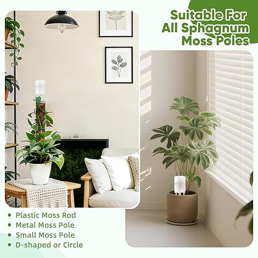 6 Pack Adjustable Moss Pole Watering Dripper,Self Watering Planter Insert with Flow Control, Automatic Watering Planter Insert Top Fill Plants Watering Devices System