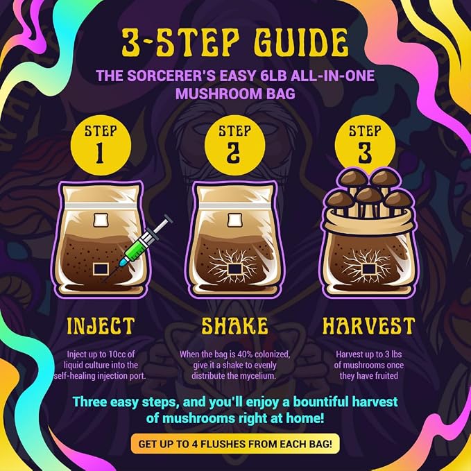 SPORE SORCERY 2 LB All-in-One Grow Bag: Up to 16oz of Mushrooms! Nutrient-Enhanced, Injection Port, Just Add Your Own Spores & Grow Like Magic
