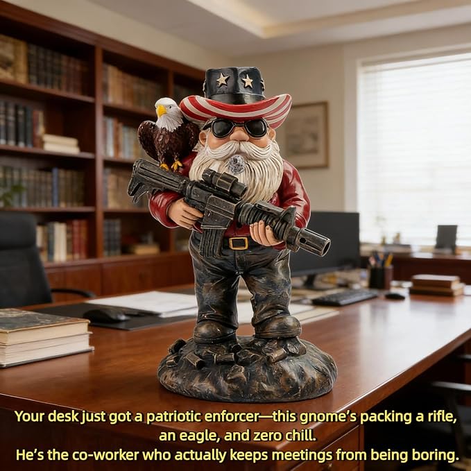 Patriotic Gnomes, Military gnome,gnome,4th of July/Army/Armed Gnomes Fighting, for Men,USA, Military Gifts,Veteran Gifts,Desk Decor for Men,Mens Office Decor 003