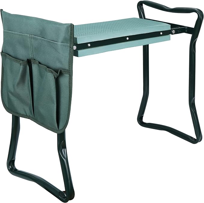 Garden Kneeler and Seat w/Thicken Wide Seat,Tool Pouch,Foldable Gardener Stool Bench, Gifts for Women Men Seniors Gardeners