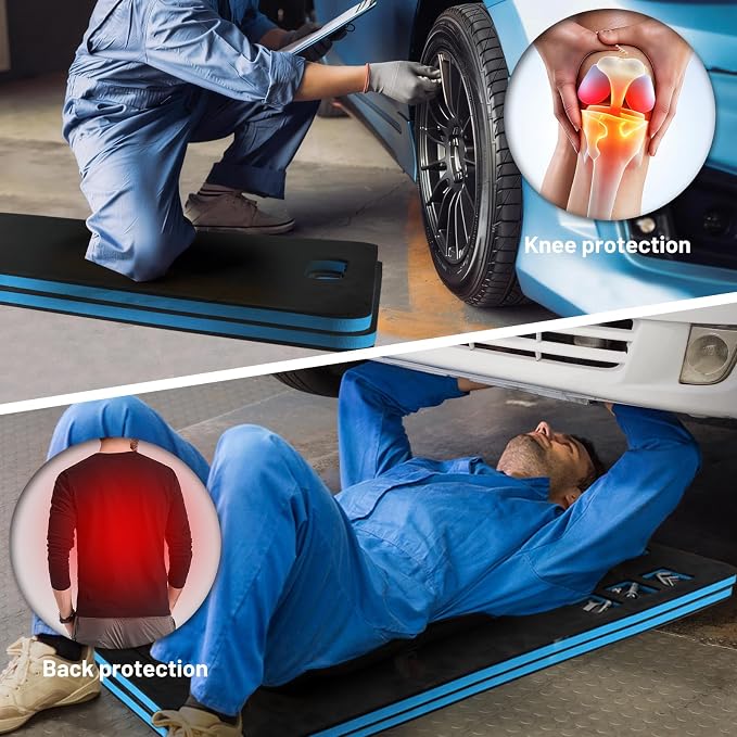 2 Pcs Extra Large Mechanic Kneeling Pad, 39" x 19" Thick Soft EVA Foam Mat with Magnetic Slots for Screws & Accessories, Knee Cushion for Auto Repair, Gardening, Workshop, Exercise,Camping