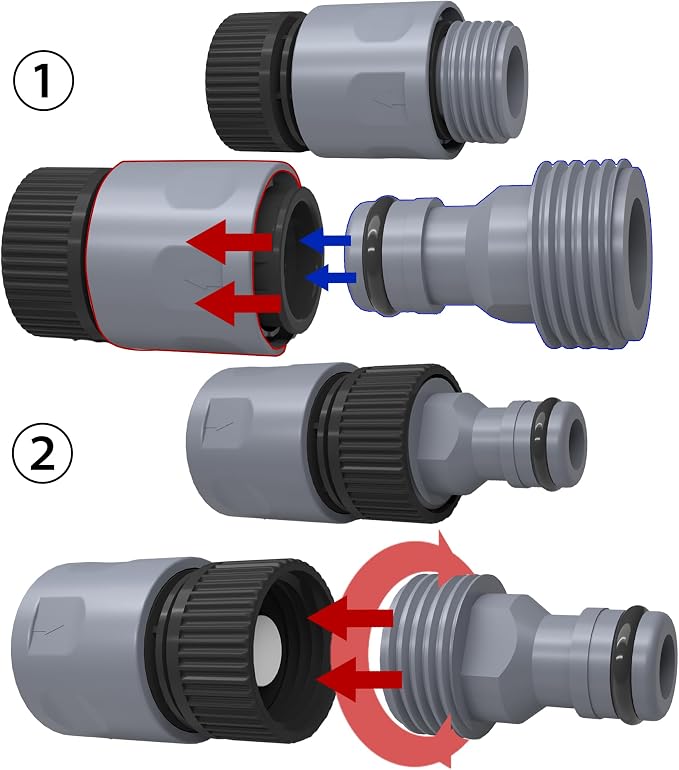 Hourleey Garden Hose Quick Connector 3/4 Inch Plastic Garden Hose Quick Connect Fittings Male and Female Connectors Water Hose End Adapters, 6 Sets