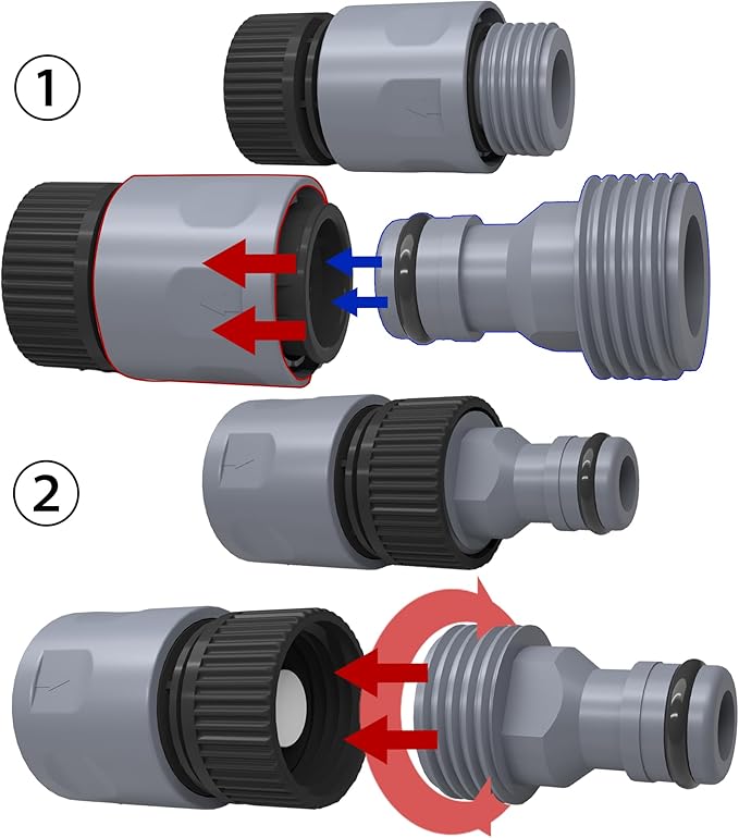 LIULO TOOL 8 Sets Garden Hose Quick Connector, 3/4 Inch Plastic Water Hose Fittings Male and Female Connectors Hose Adapters
