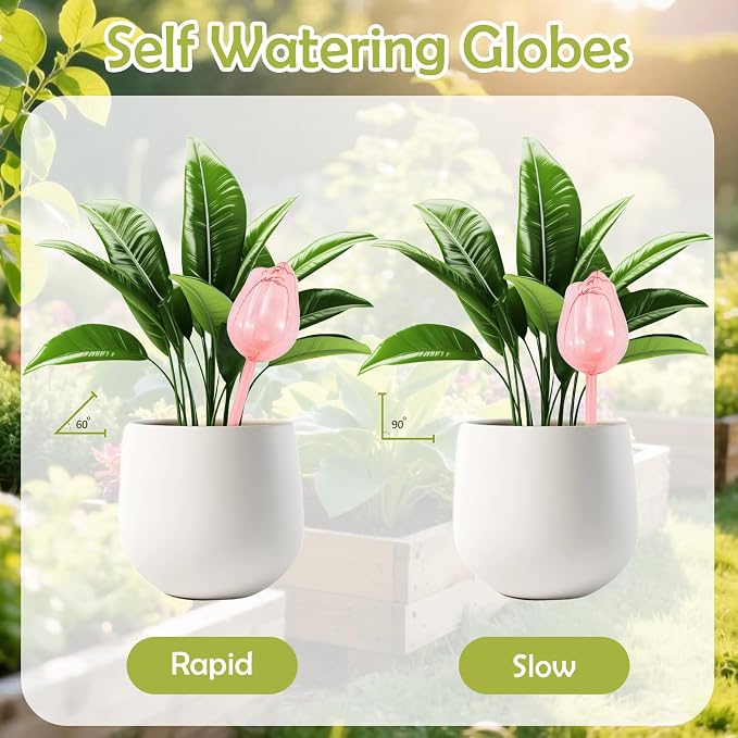 Creative Flower-Shaped Self Watering Globes for Indoor Outdoor Plants – 2"x2"x5" PVC Automatic Drip Irrigation Bulbs for Vacation – Cute Lazy Watering System for Garden & Home Decor (Purple)