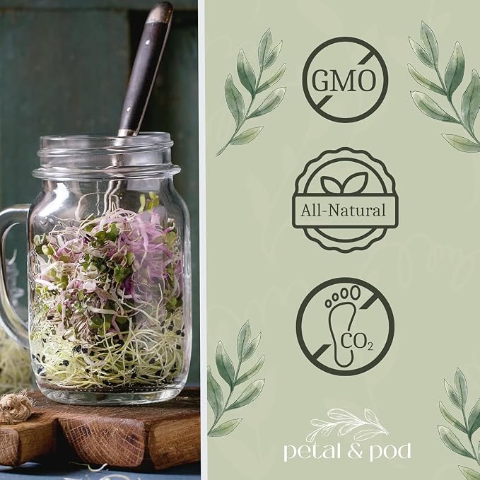 Petal & Pod Microgreens & Sprouting Seeds (12oz) - Mung Bean - Seeds for MicroGreens Growing Kit and Sprouting Jars