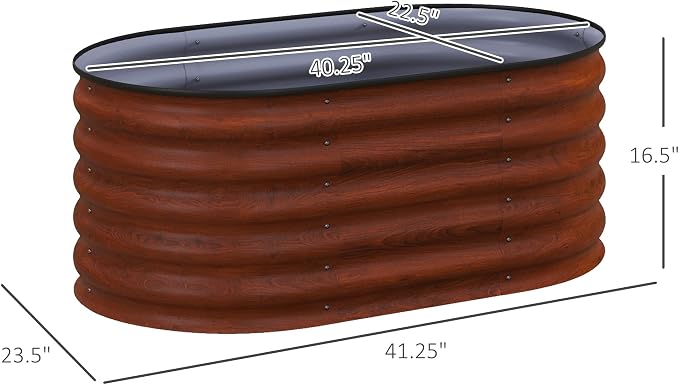 Outsunny 3.5' x 2' x 1.4' Galvanized Raised Garden Bed Kit, Outdoor Metal Elevated Planter Box with Safety Edging, Easy DIY Stock Tank for Growing Flowers, Herbs & Vegetables, Brown