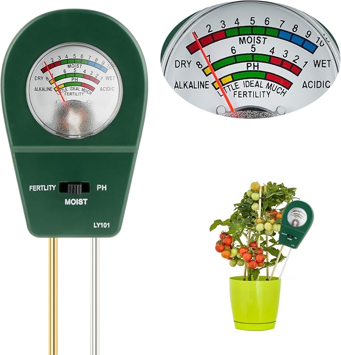 Adoric Soil Moisture Meter, 3-in-1 Soil pH, Moisture & Fertility Meter Soil Tester for Plants Battery-Free Garden Tool for Indoor & Outdoor Use, Accurate & Fast Response Soil Kit for Home Farm & Lawn