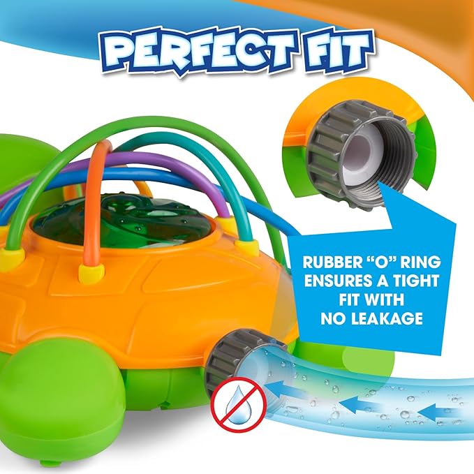 Chuchik Water Sprinkler for Kids, Toddler Outdoor Toys - Backyard Spinning Turtle Kids Sprinkler Toy - Summer Toys Splashing Fun - Sprays Up to 8ft High - Attaches to Garden Hose, Kids Outdoor Toys.