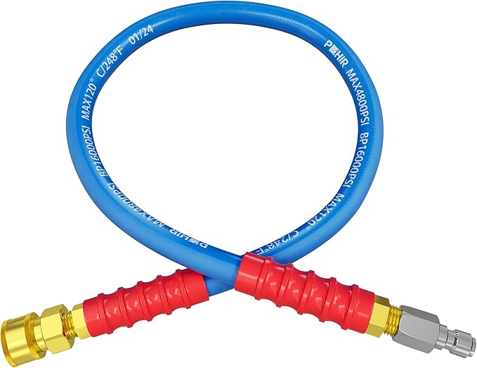 POHIR Power Washer Whip Hose 5ft Pressure Washer Jumper Hose With 4800PSI Steel Whip Line 3/8" Quick Connector
