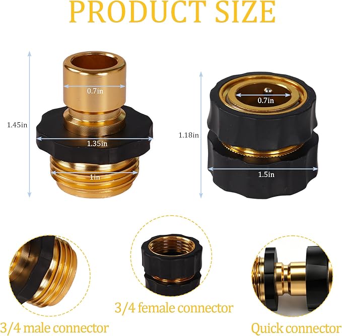 LIULO TOOL 3/4 Inch Garden Hose Quick Connect, Aluminum Garden Hose Fittings, Male and Female Water Quick Release Connector (3Female+6Male)