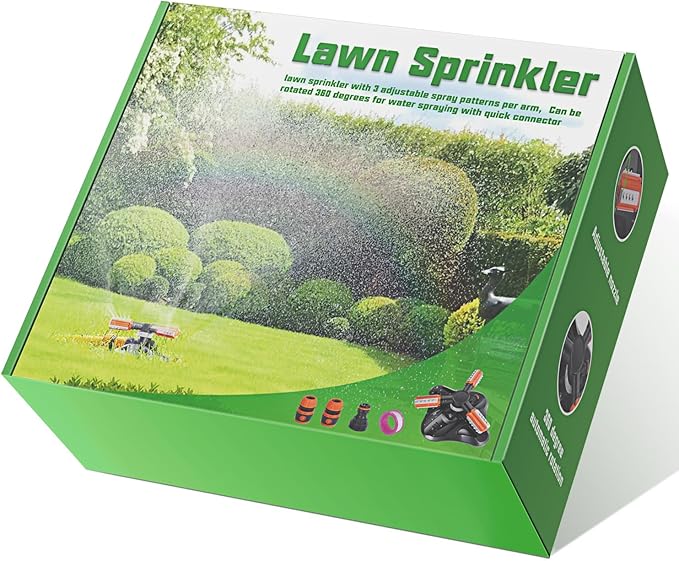 Lawn Sprinklerfor Yard,Upgrade Garden Sprinkler Automatic 360 Degree Rotating Irrigation Grass Water Sprinkler System, Built in 36 Units Angle Spray Nozzles-1Pack(Blue)