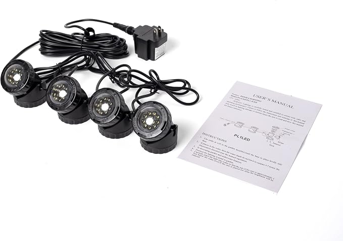 Jebao 12-LED Submersible Light for Water Gardens and Ponds, Set of 4