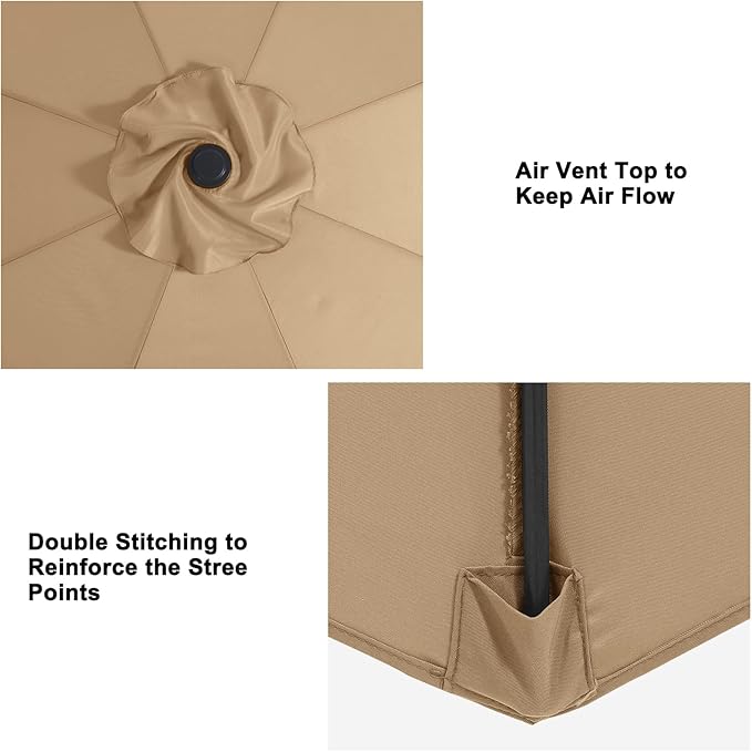 MASTERCANOPY Patio Umbrella 10 ft Replacement Canopy for 8 Ribs-Gold Canopy Only
