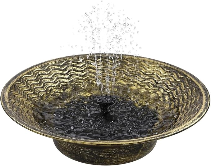 Bird Bath for Outside, Solar Powered Bird Bath Bowl Fountain, Solar Fountain Bird Bath for Outdoor Garden Patio Lawn Tabletop Decor (Gold)