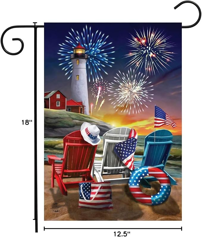 Briarwood Lane Beachfront Fireworks Fourth of July Garden Flag